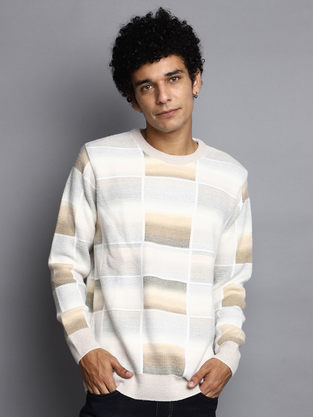 

V-Mart Self Designed Round Neck Cotton Pullover, White