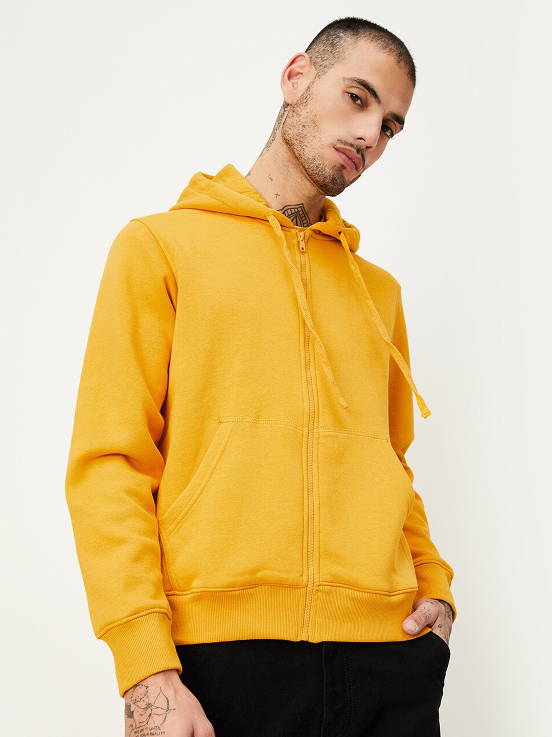 

max Hooded Front Open Sweatshirt, Yellow