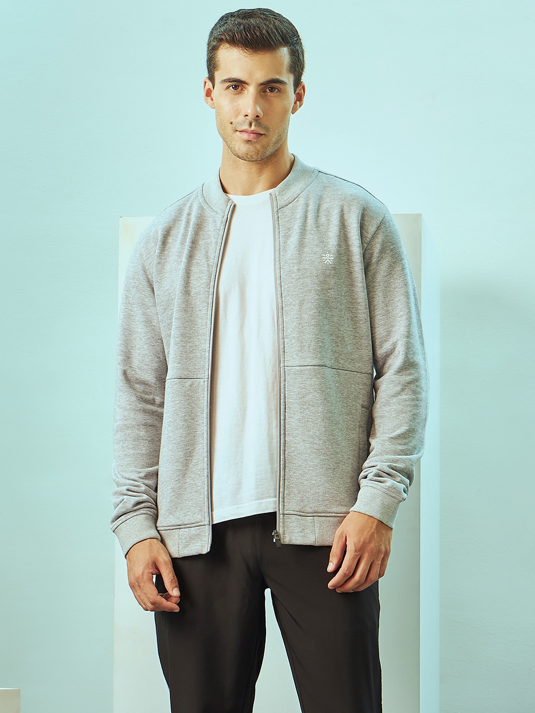 

CULT Panelled Zip Front Sweatshirt, Grey melange