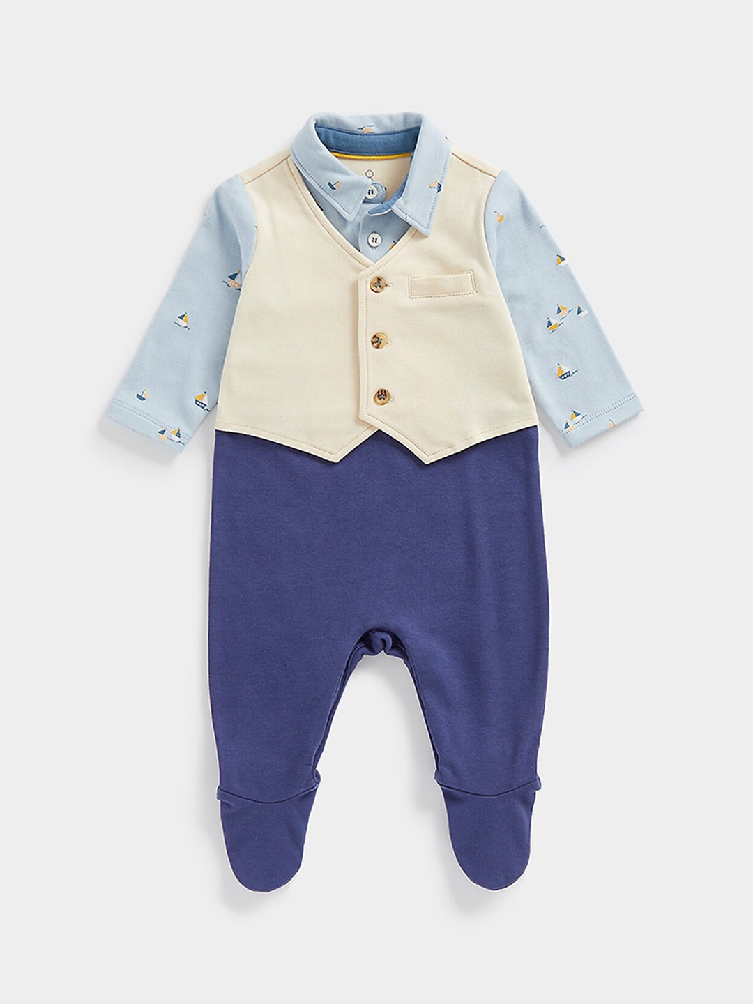 

mothercare Infant Boys Printed Sleepsuit, Blue