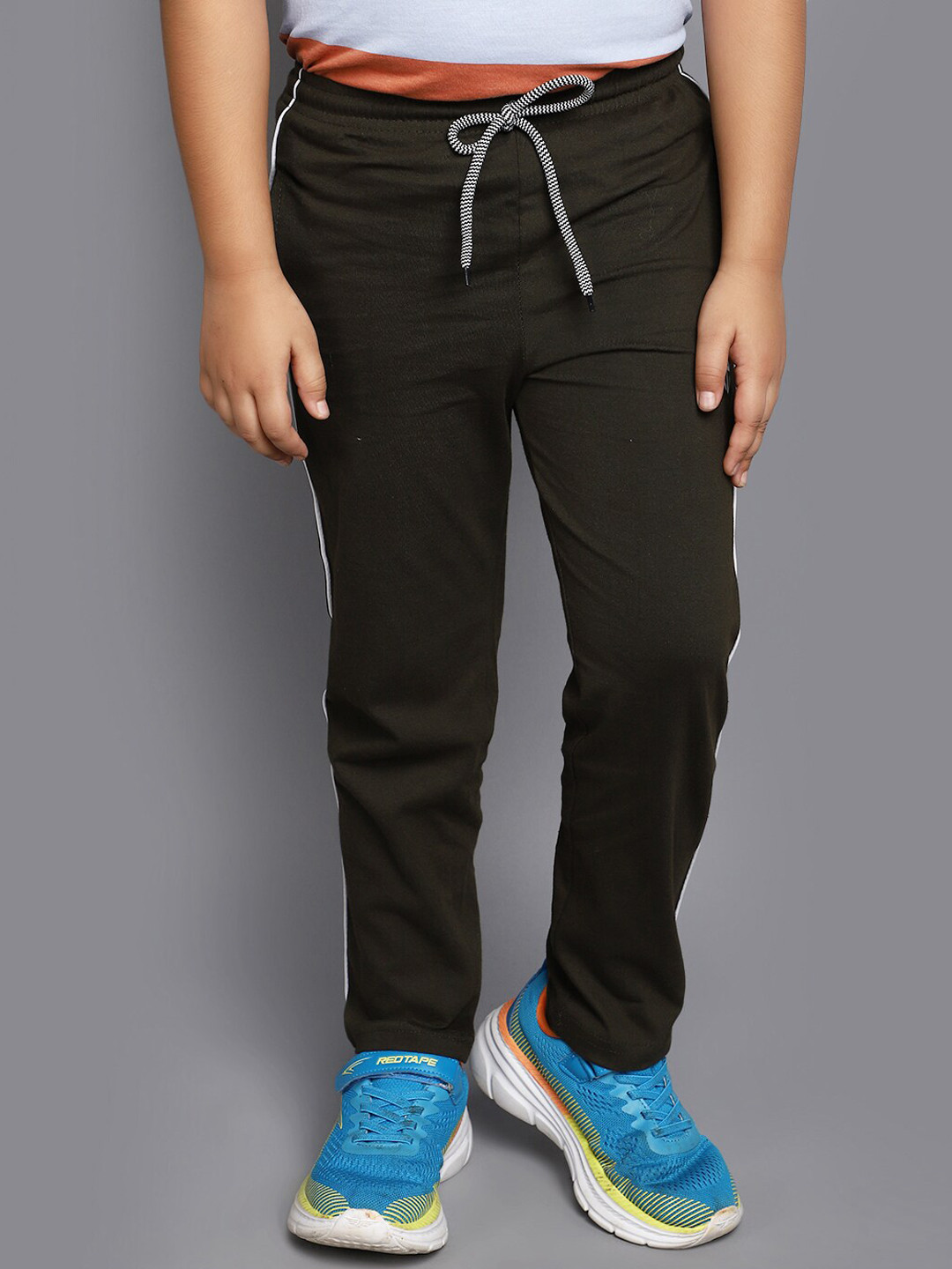 

V-Mart Boys Solid Cotton Track Pants, Olive