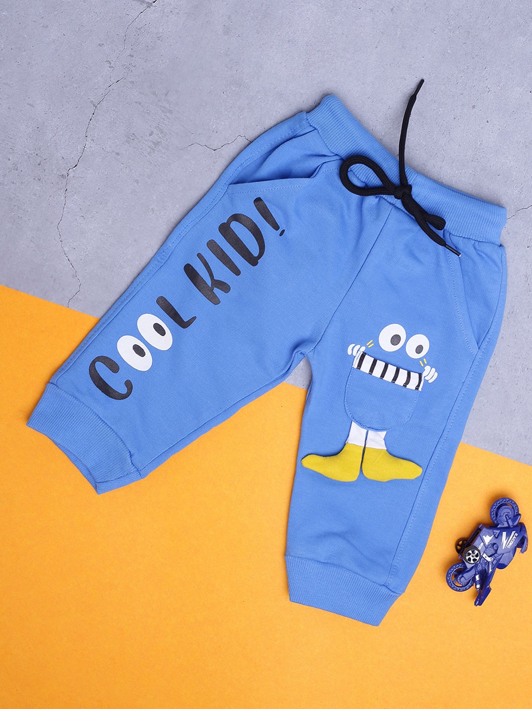 

V-Mart Infant Boys Mid-Rise Typography Printed Cotton Joggers, Blue