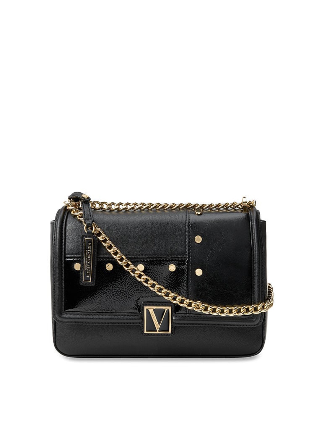 

Victoria's Secret Women Structured Sling Bag with Chain Strap, Black
