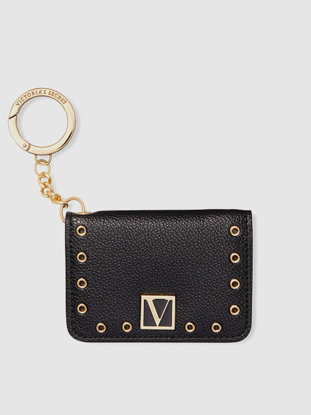 

Victoria's Secret Women Metallic Detail Card Holder With Key Holder, Black