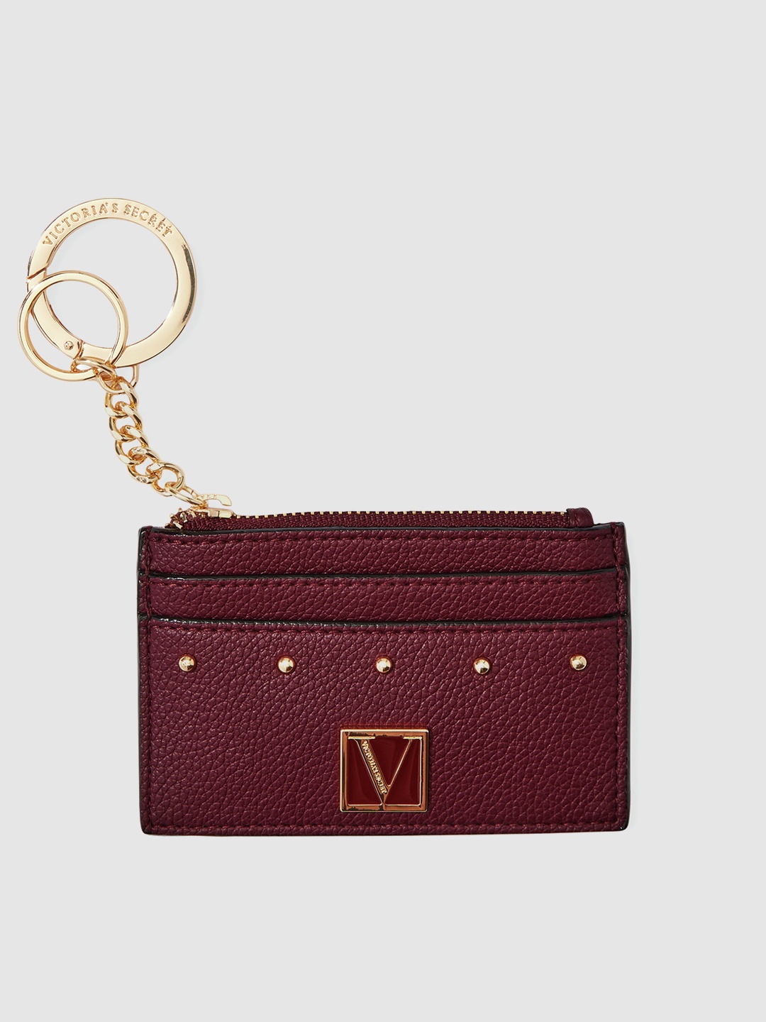 

Victoria's Secret Women Textured Card Holder with Studded Detail, Burgundy