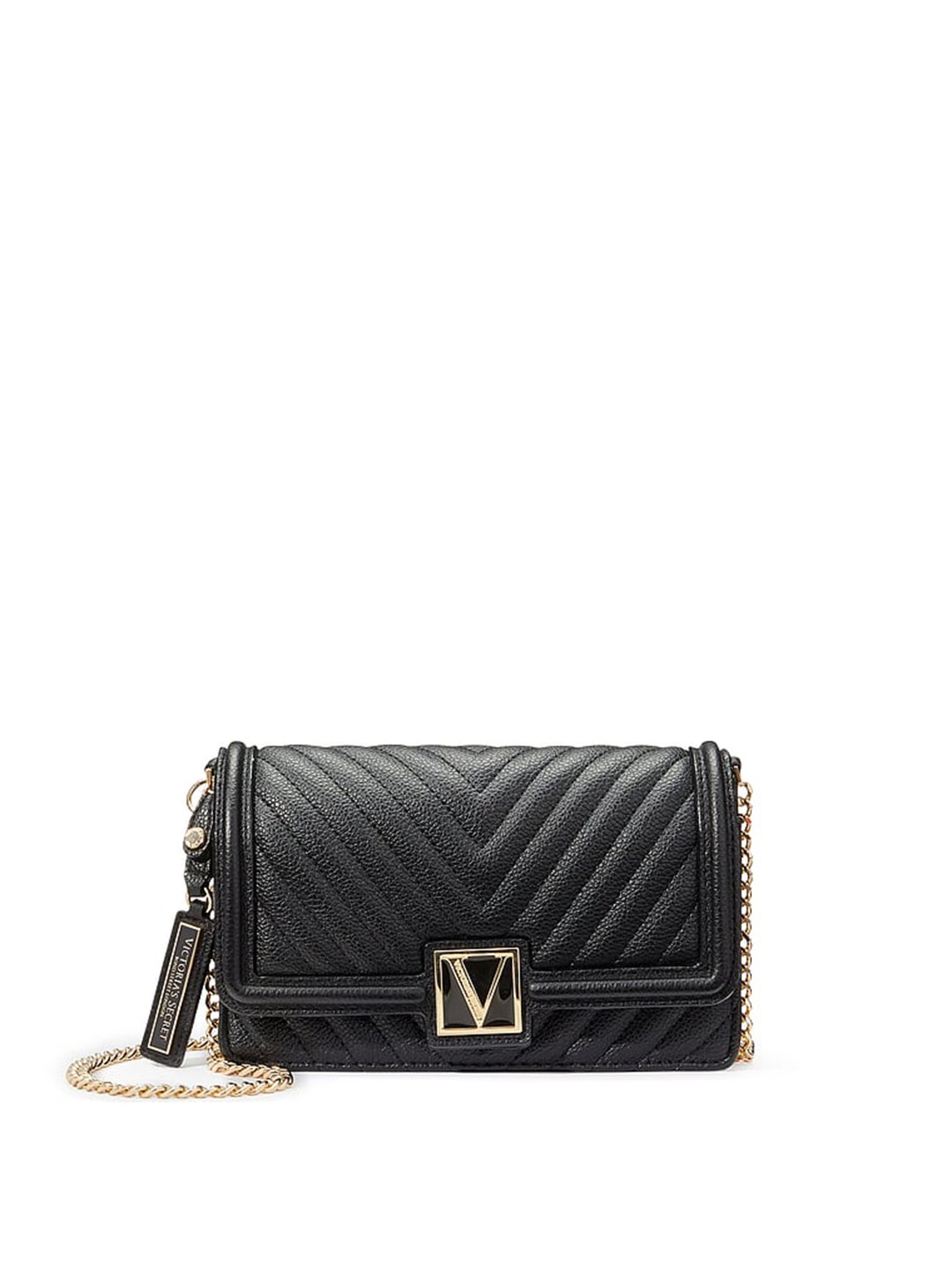 

Victoria's Secret Women Quilted Structured Sling Bag, Black