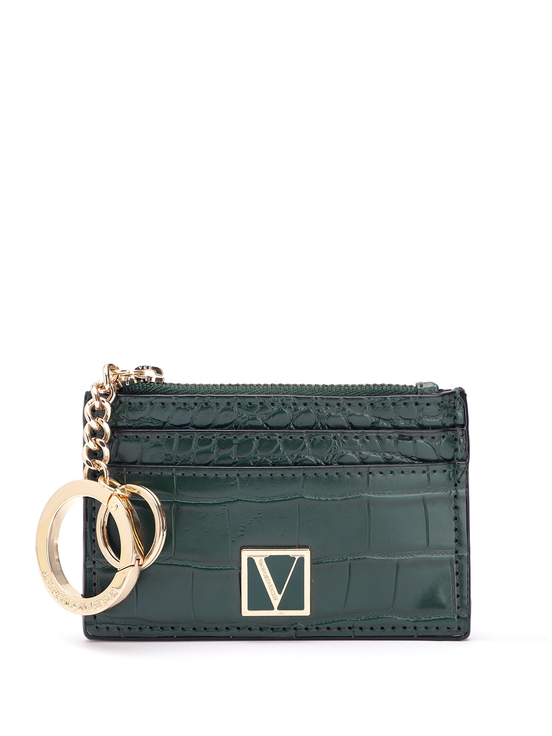

Victoria's Secret Women Croc Textured Card Holder, Green