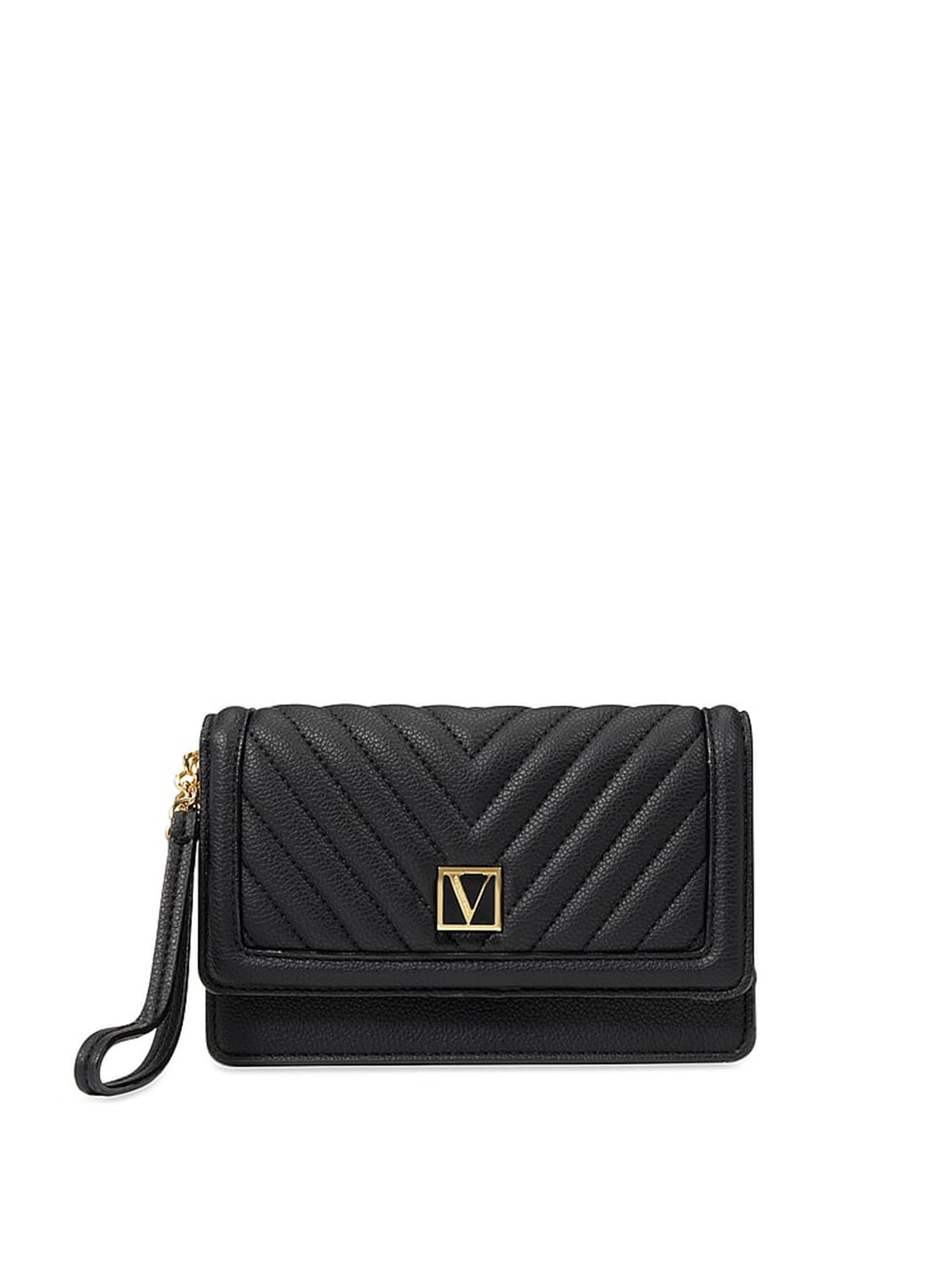 

Victoria's Secret Women Quilted Two Fold Wallet, Black