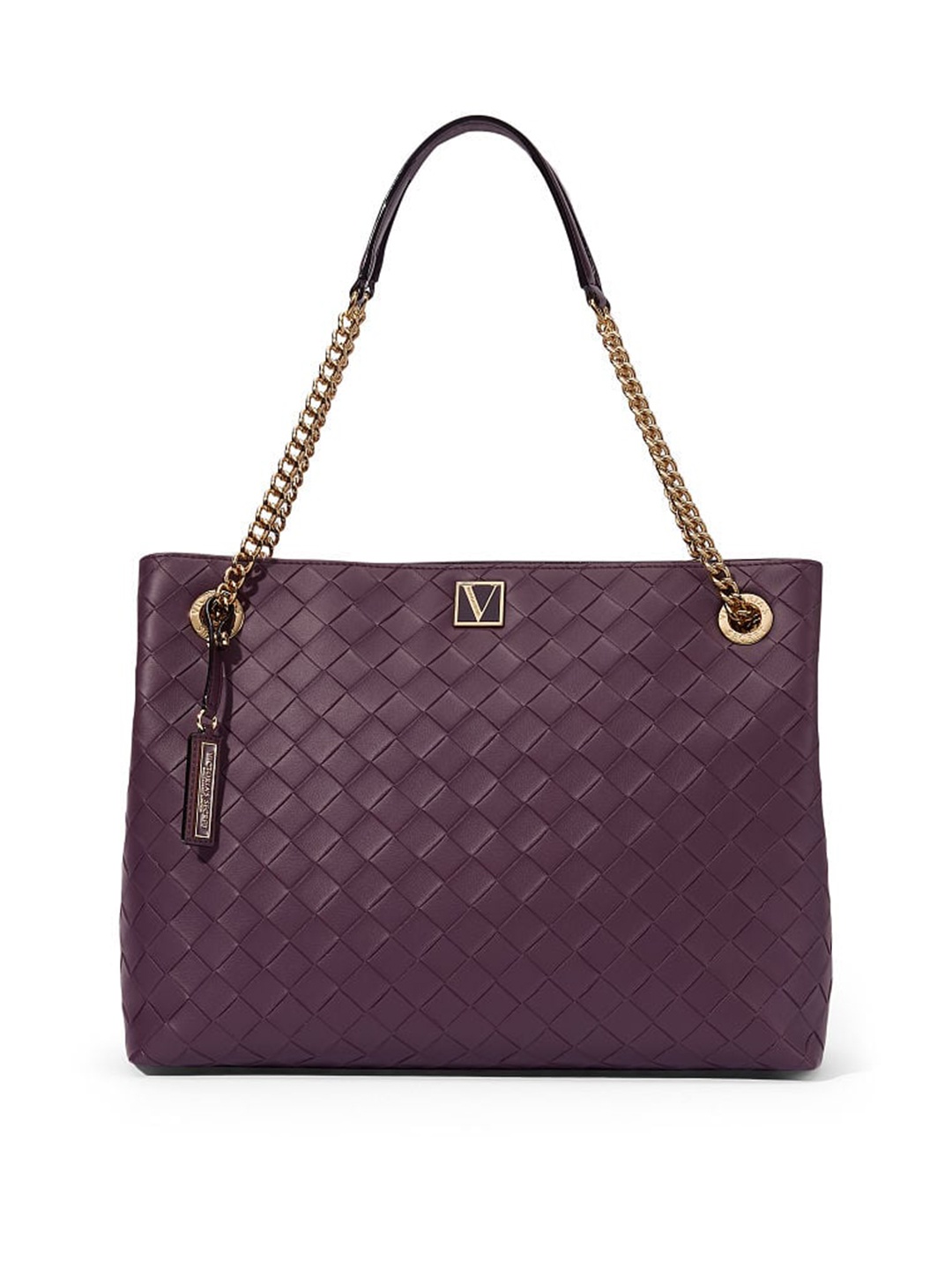

Victoria's Secret Women Basketweave Textured Structured Shoulder Bag, Burgundy