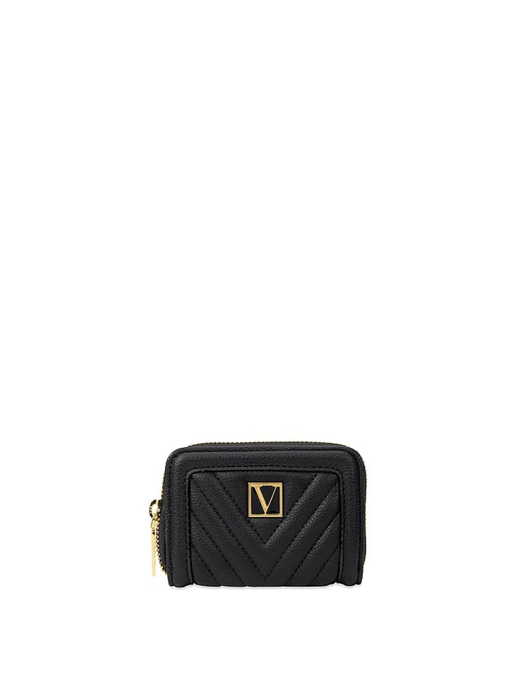

Victoria's Secret Women Quilted Zip Around Wallet, Black