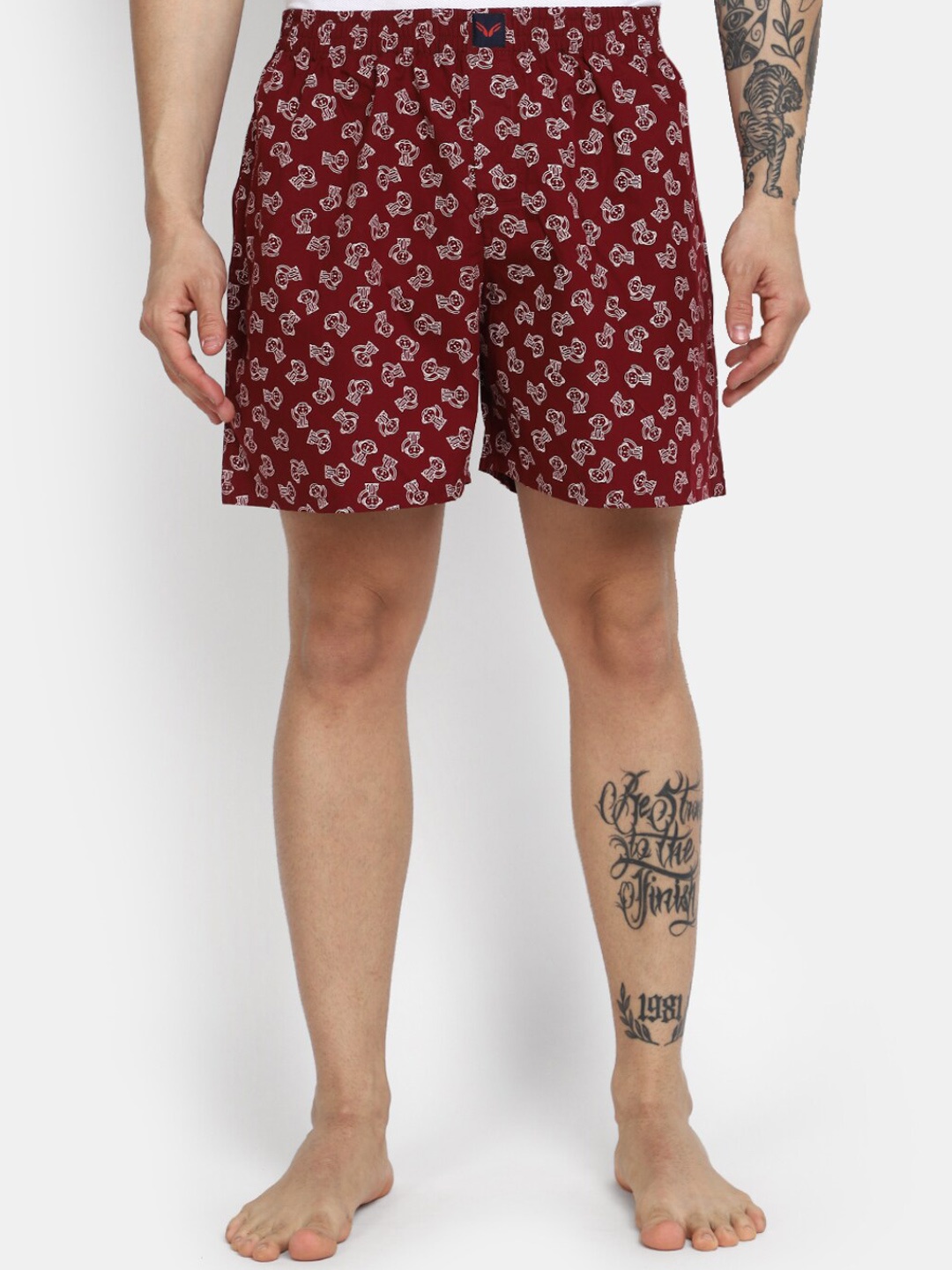 

V-Mart Conversational Printed Cotton Boxer 621738-14489, Maroon