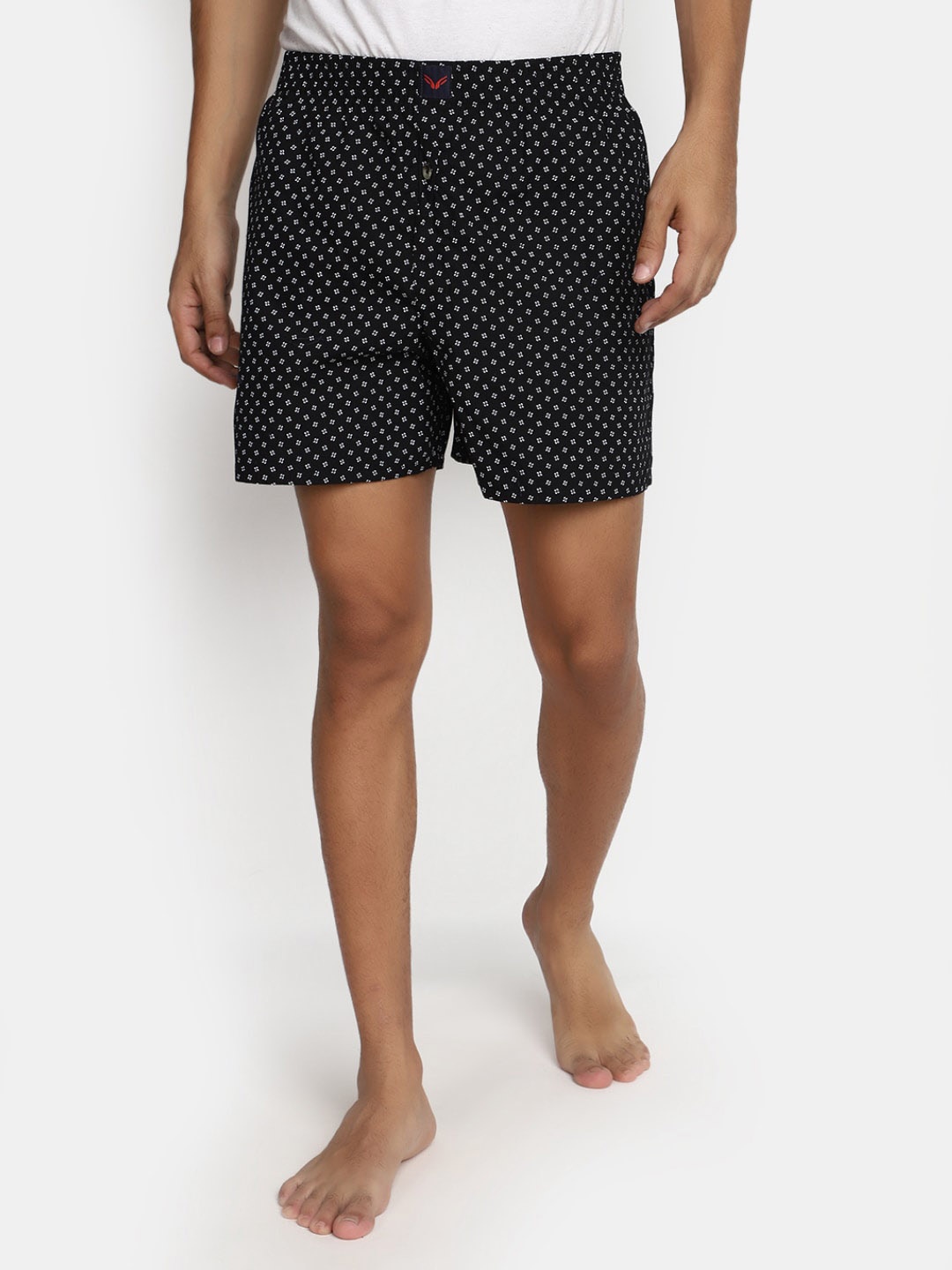 

V-Mart Printed Mid-Rise Cotton Boxer, Black