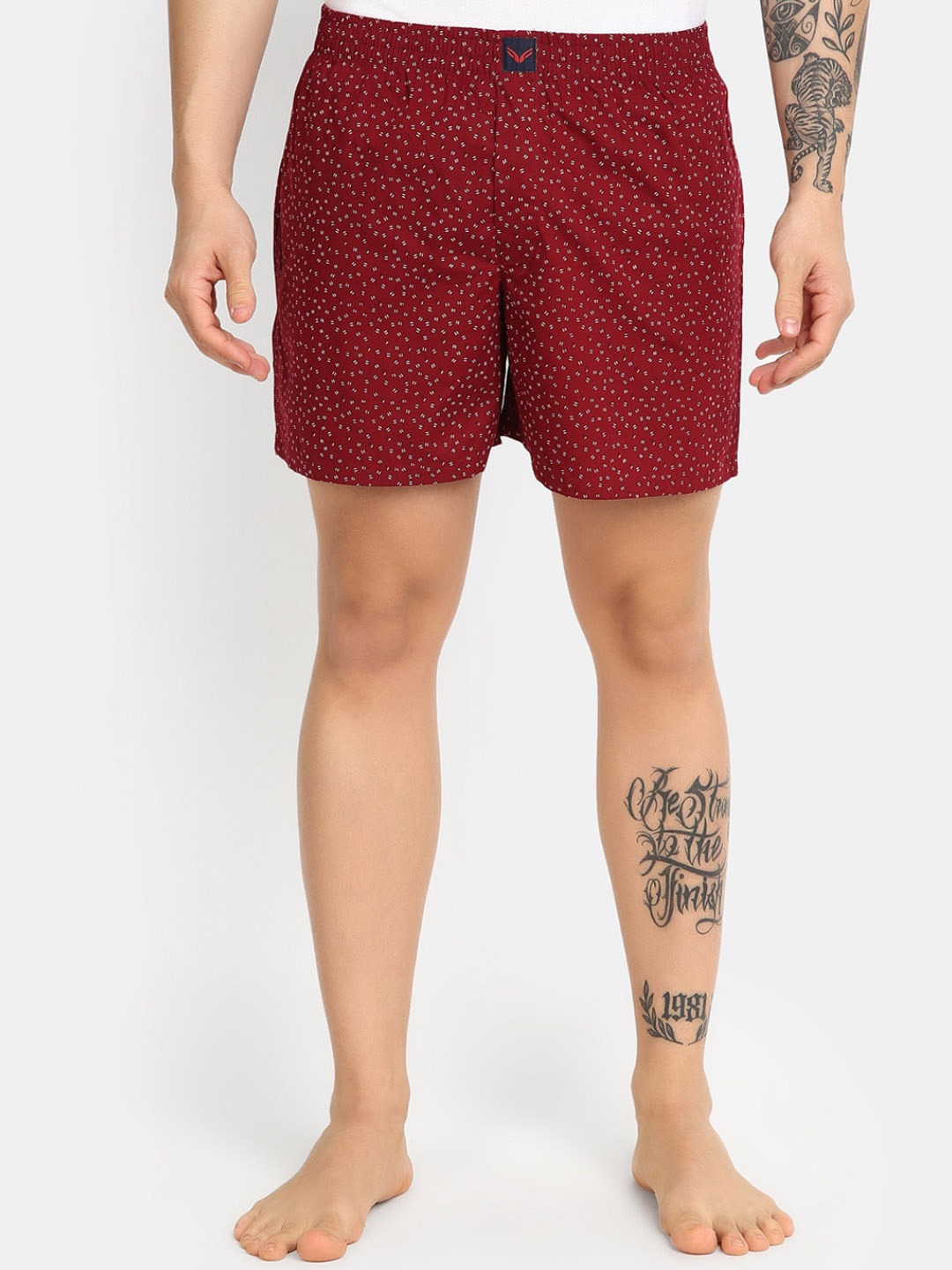 

V-Mart Conversational Printed Cotton Boxer 630931-14489, Maroon