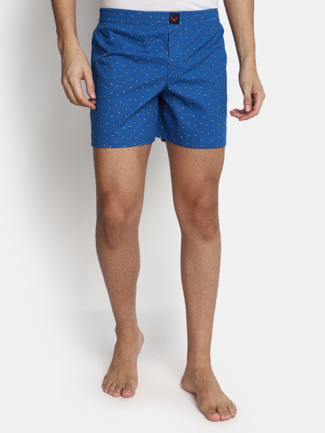 

V-Mart Men Conversational Printed Mid-Rise Cotton Shorts, Blue