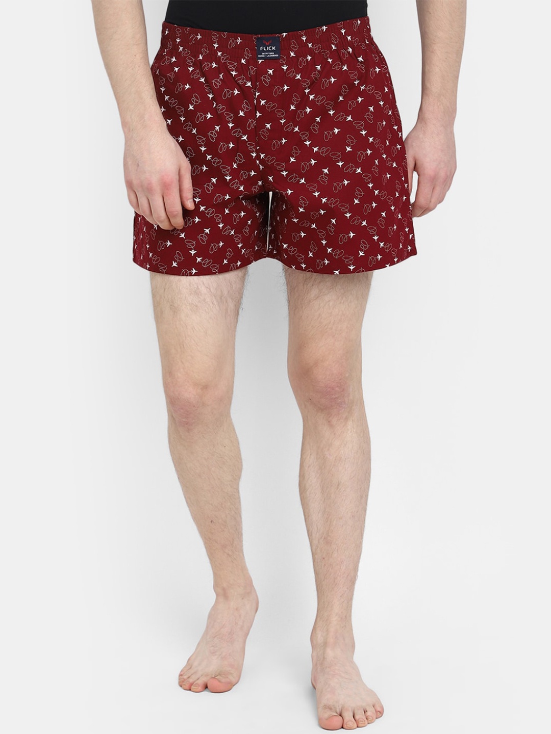 

V-Mart Men Printed Cotton Boxers, Maroon