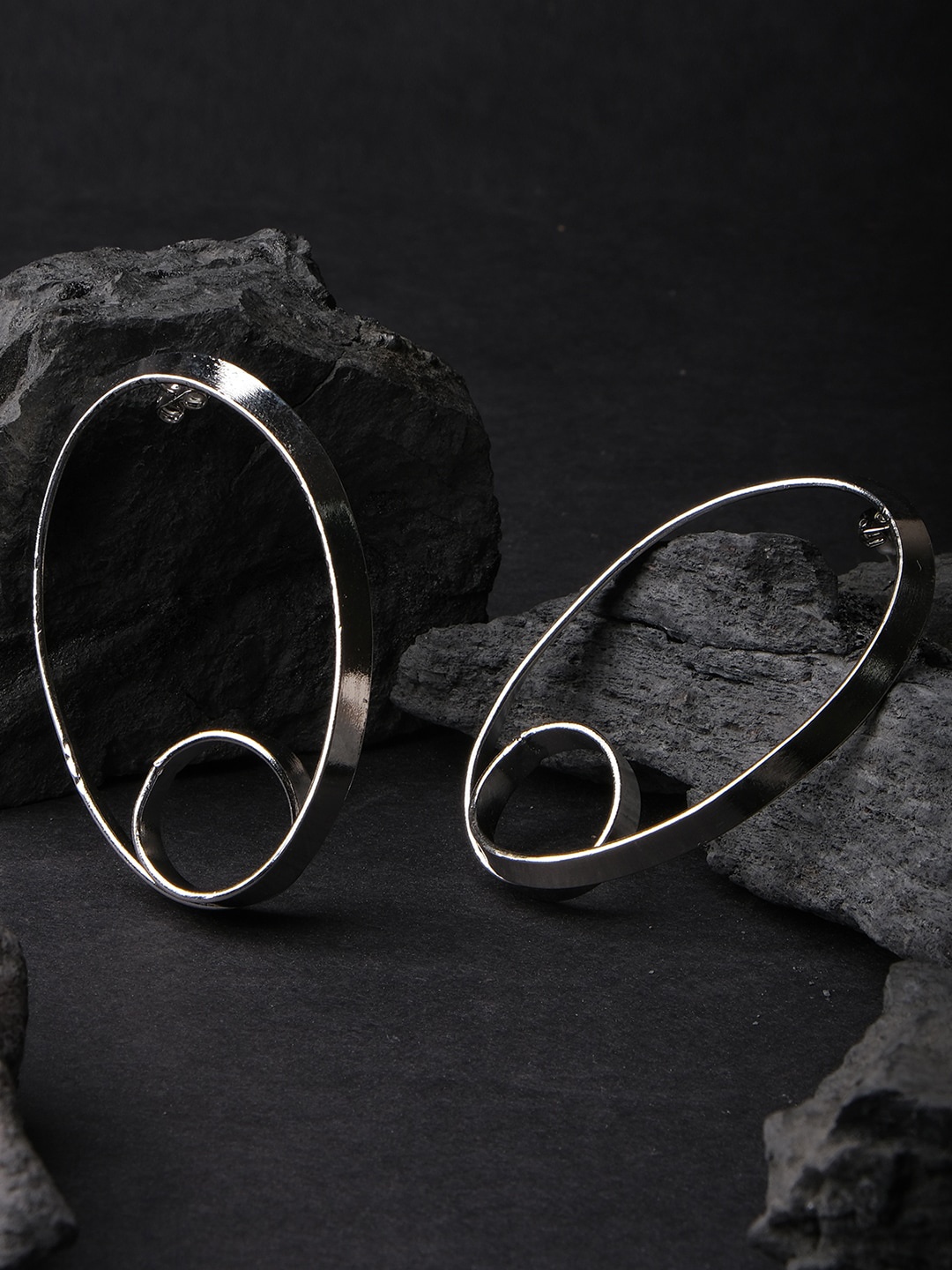 

XPNSV Silver-Plated Contemporary Drop Earrings