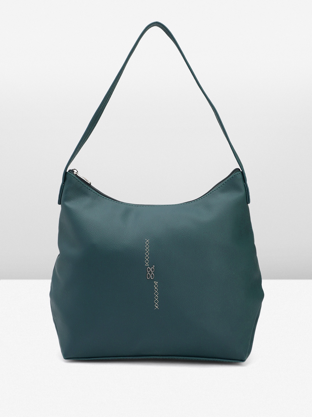 

Baggit Solid Structured Hobo Bag With Minimal Thread Work Embroidered Detail, Teal