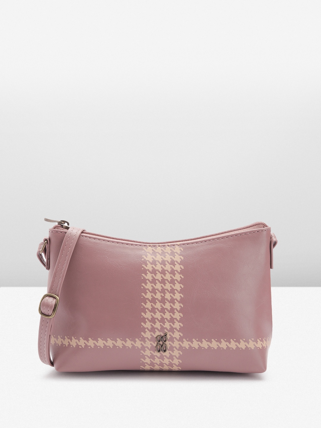 

Baggit Printed Structured Sling Bag, Mauve