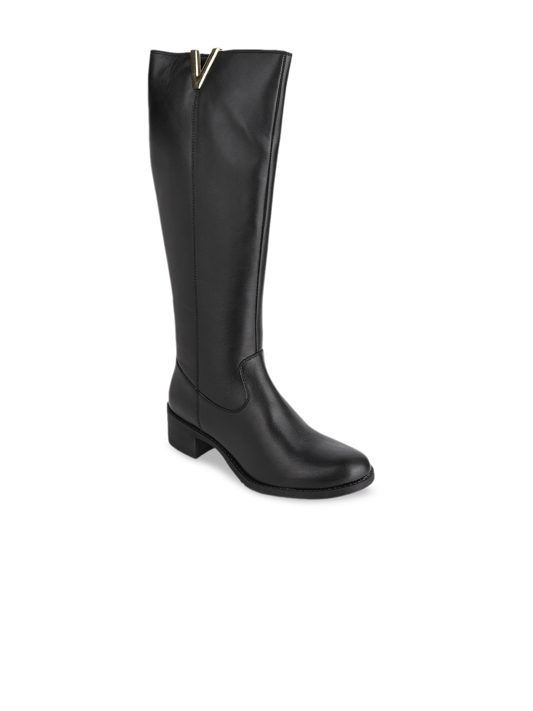 

Hydes N Hues Women High-Top Leather Block Heel Regular Boots, Black