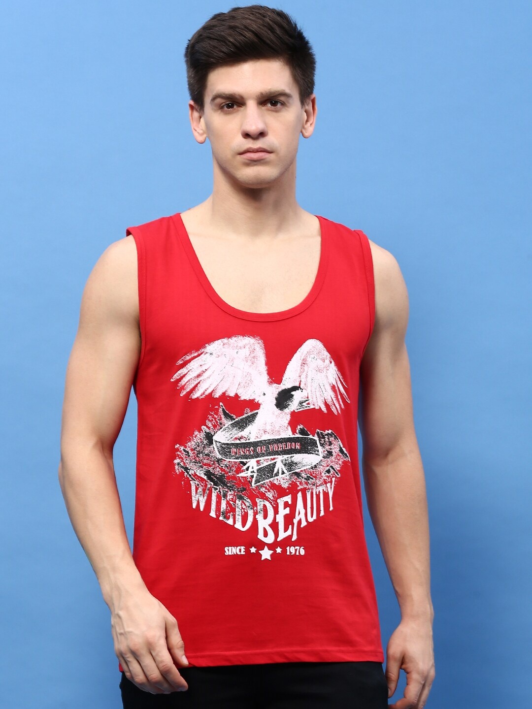 

MASH UNLIMITED Graphic Printed Pure Cotton T-shirt, Red