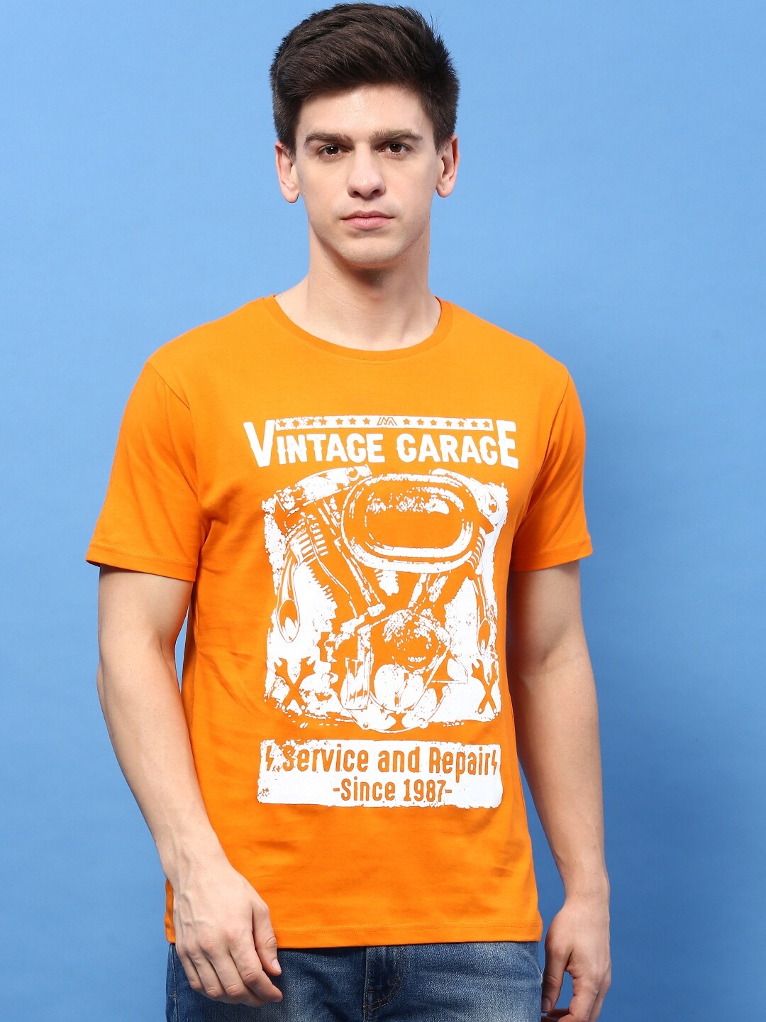 

MASH UNLIMITED Graphic Printed Pure Cotton T-shirt, Orange