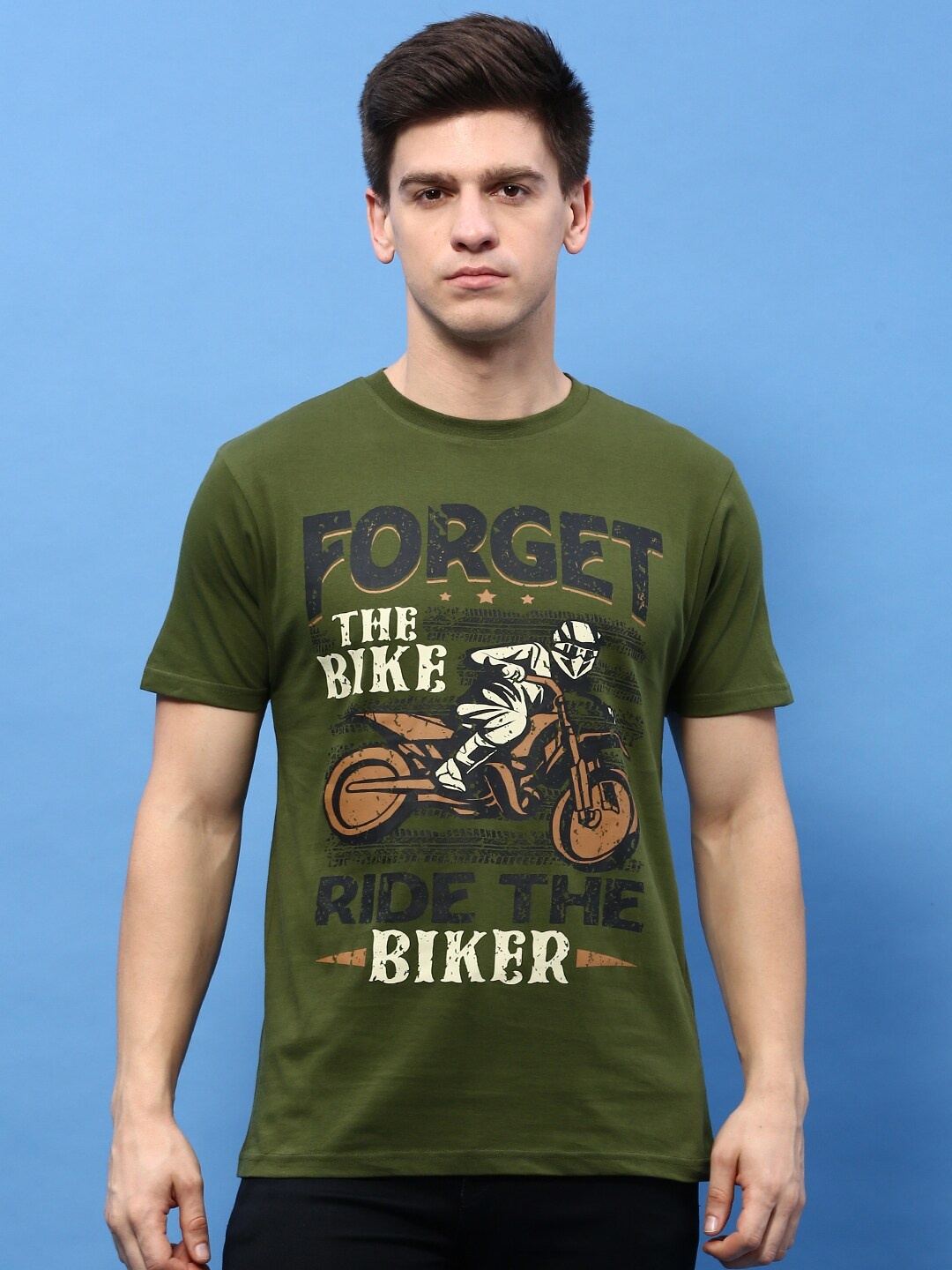 

MASH UNLIMITED Graphic Printed Short Sleeves Pure Cotton T-shirt, Olive