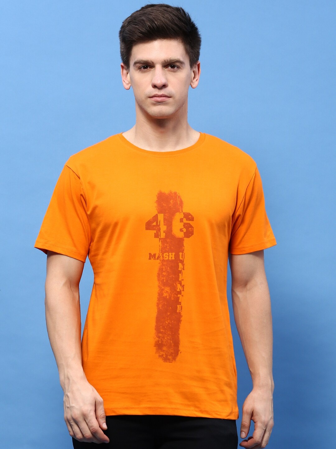 

MASH UNLIMITED Graphic Printed Pure Cotton T-shirt, Orange