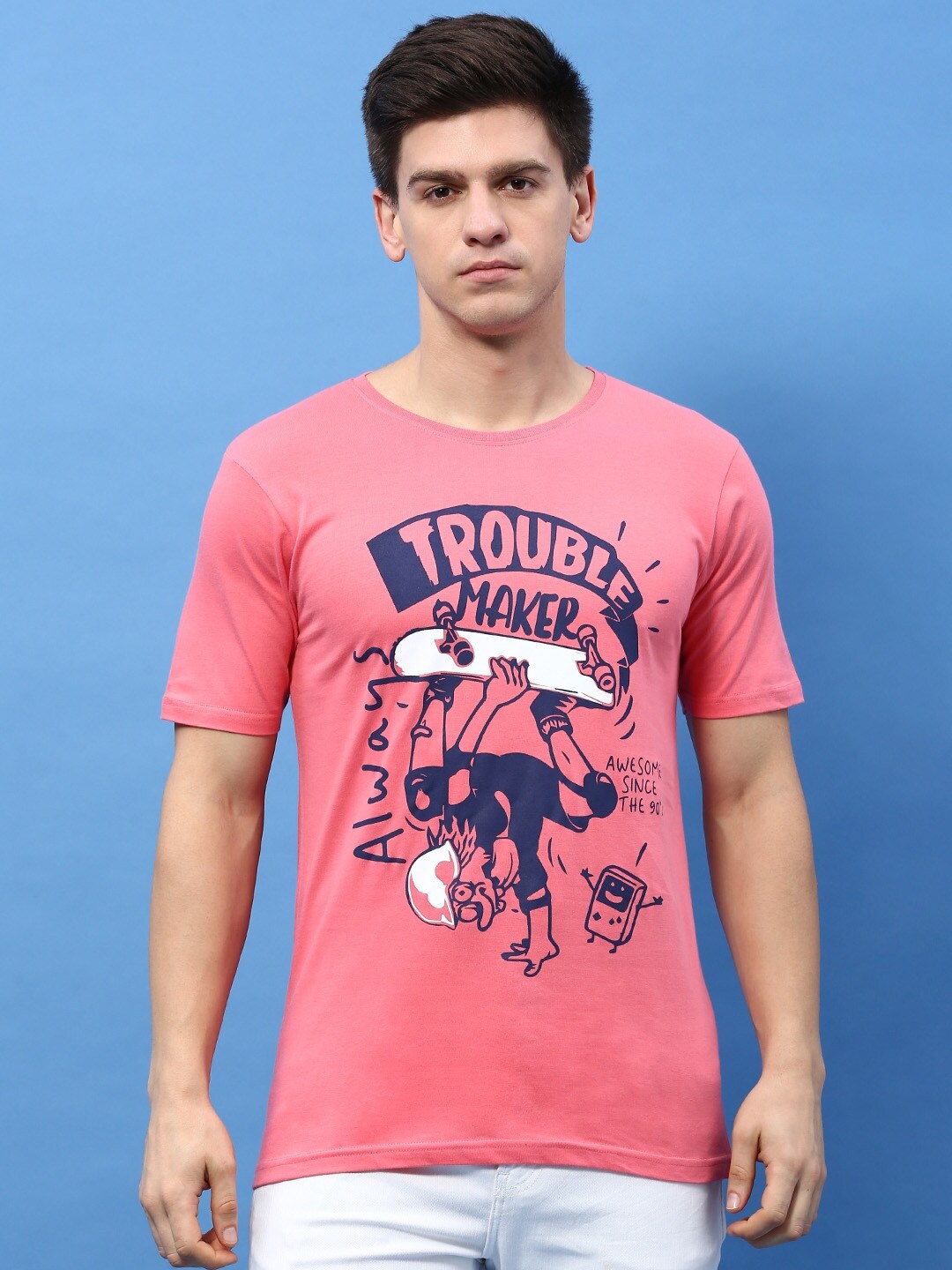 

MASH UNLIMITED Graphic Printed Pure Cotton T-shirt, Pink