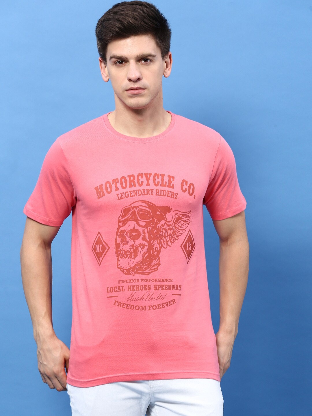 

MASH UNLIMITED Graphic Printed Pure Cotton T-shirt, Pink