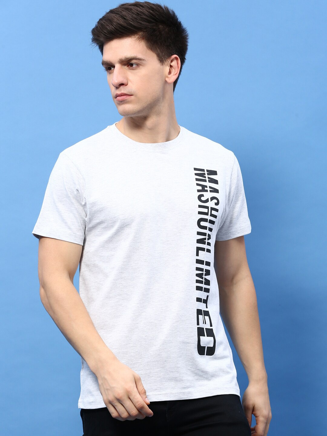 

MASH UNLIMITED Typography Printed Pure Cotton T-shirt, Off white