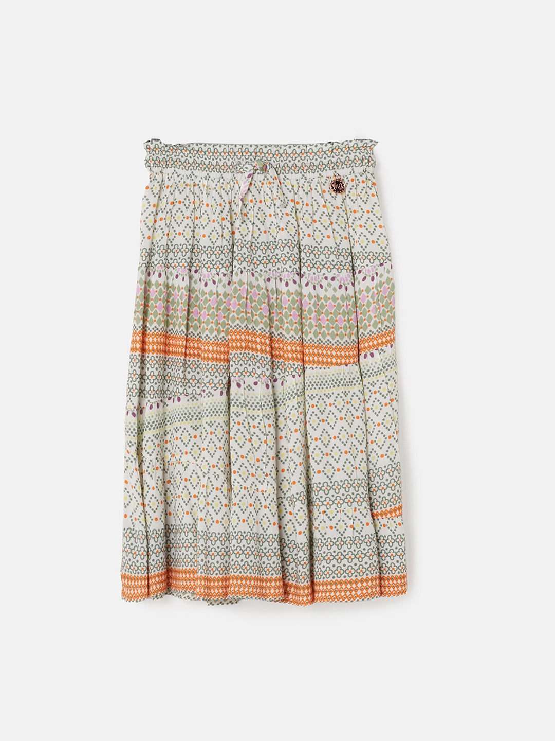 

Angel & Rocket Girls Geometric Printed Pleated Flared Maxi Skirt, White