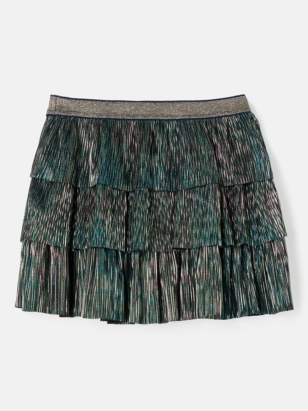 

Angel & Rocket Girls Striped Embellished Layered Tiered Skirt, Green