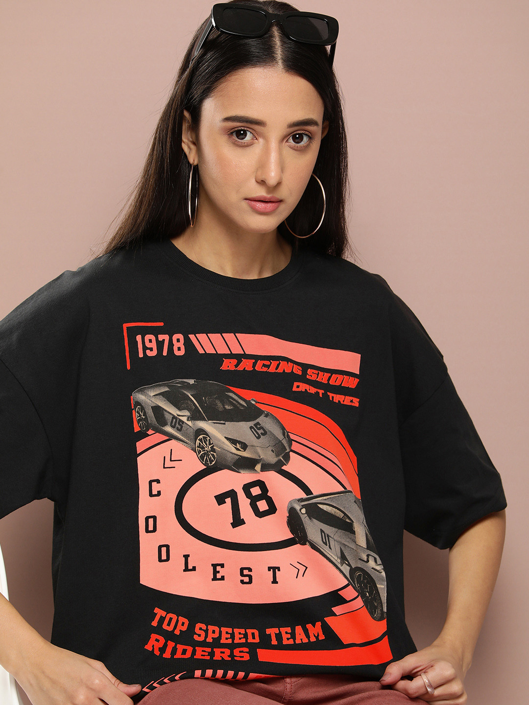 

Stormborn Graphic Printed Drop-Shoulder Sleeves Oversized Pure Cotton T-shirt, Black