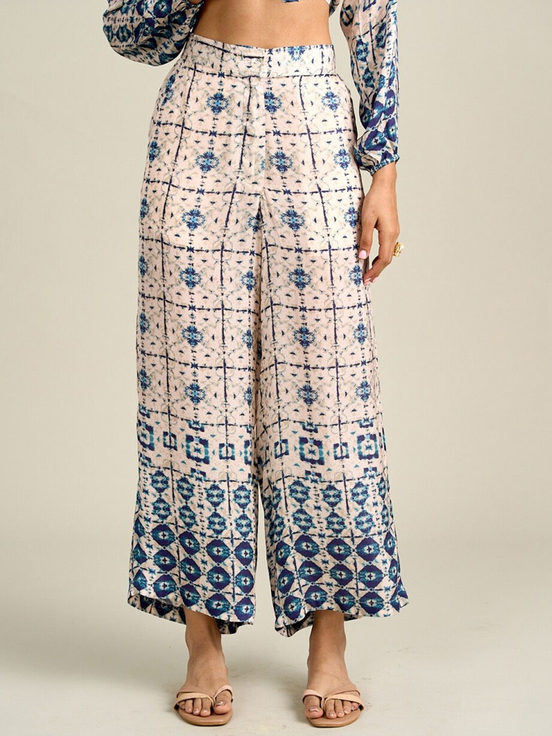 

Style Island Ethnic Motifs Printed Relaxed Fit Palazzo, Blue