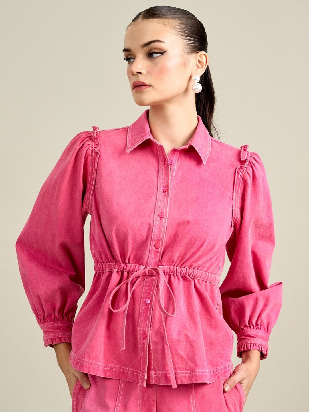 

Style Island Spread Collar Spread Collar Tailored Jacket, Pink