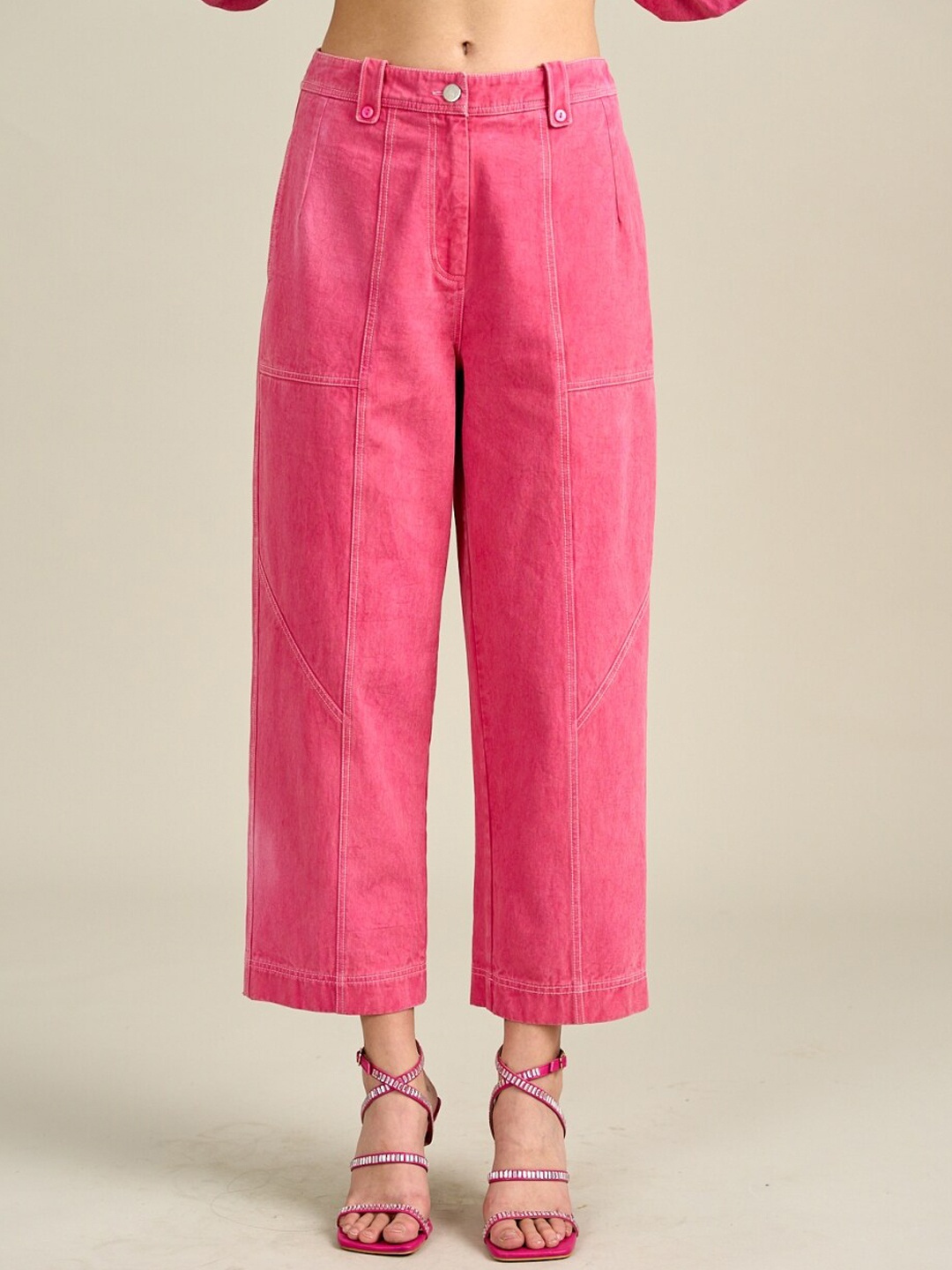 

Style Island Women Relaxed Fit Cotton Trouser, Pink