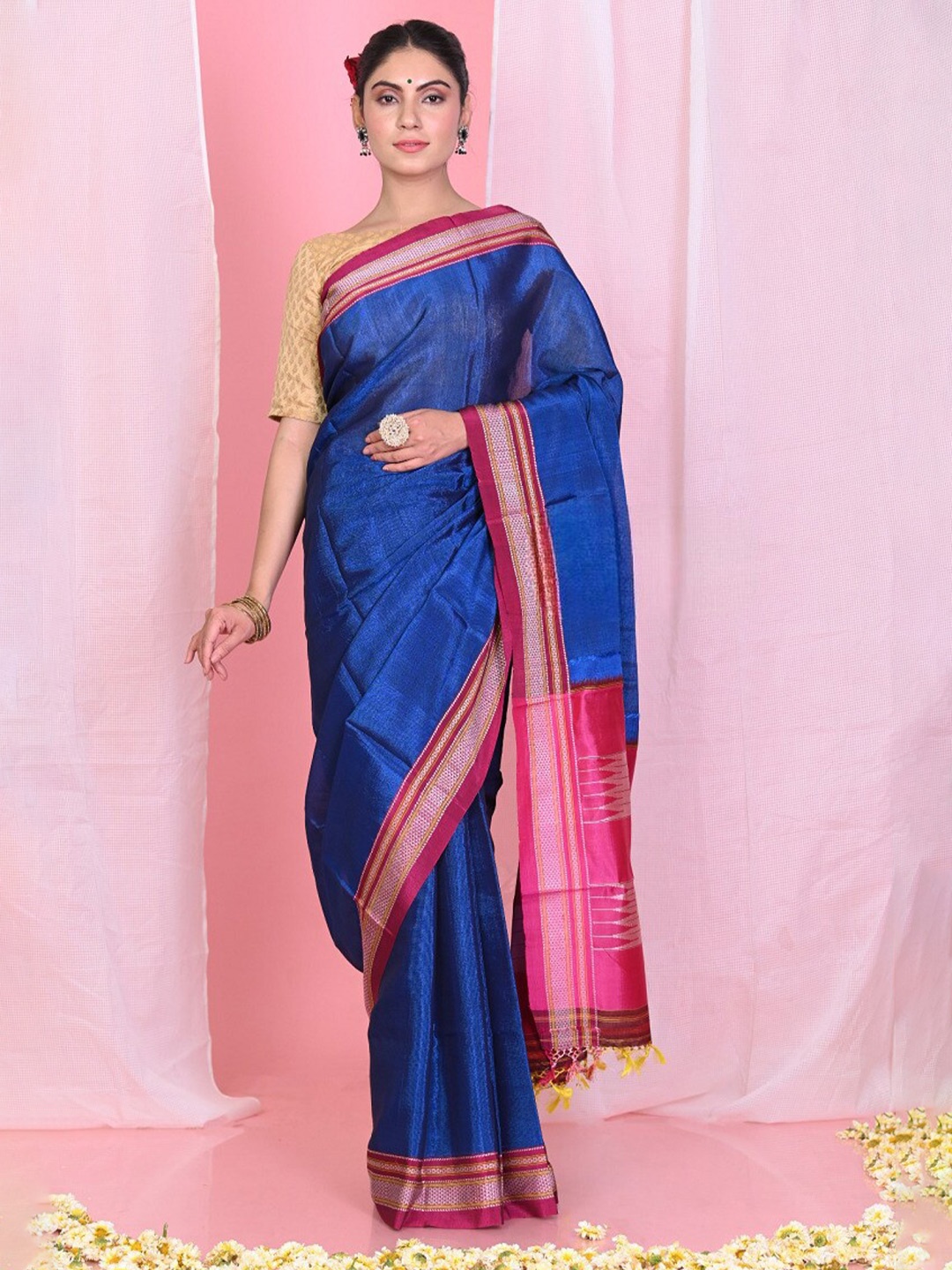 

Very Much Indian Blue Silk Cotton Ilkal Saree