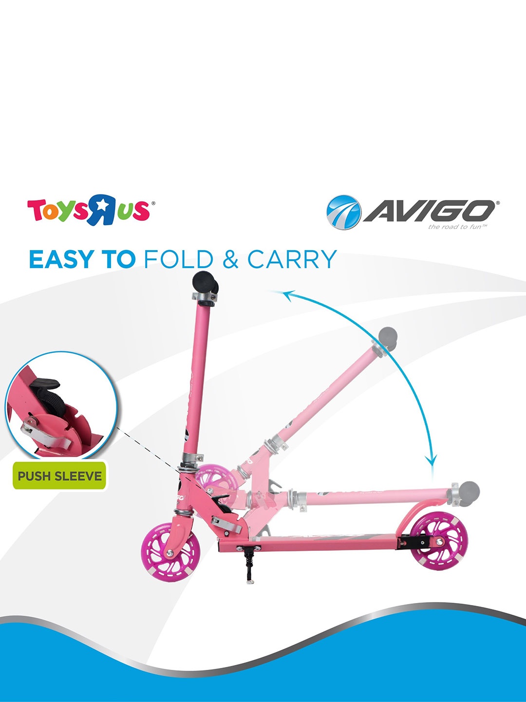 

Avigo Kids Foldable 2 Wheel Scooter With LED Wheels, Pink