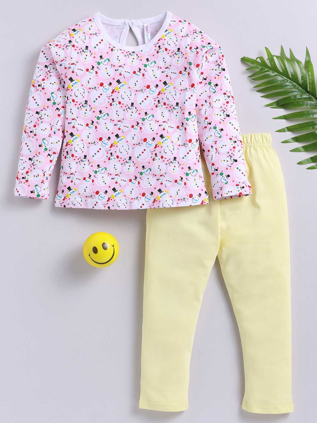 

Toonyport Girls Printed Pure Cotton Top with Trousers, Pink