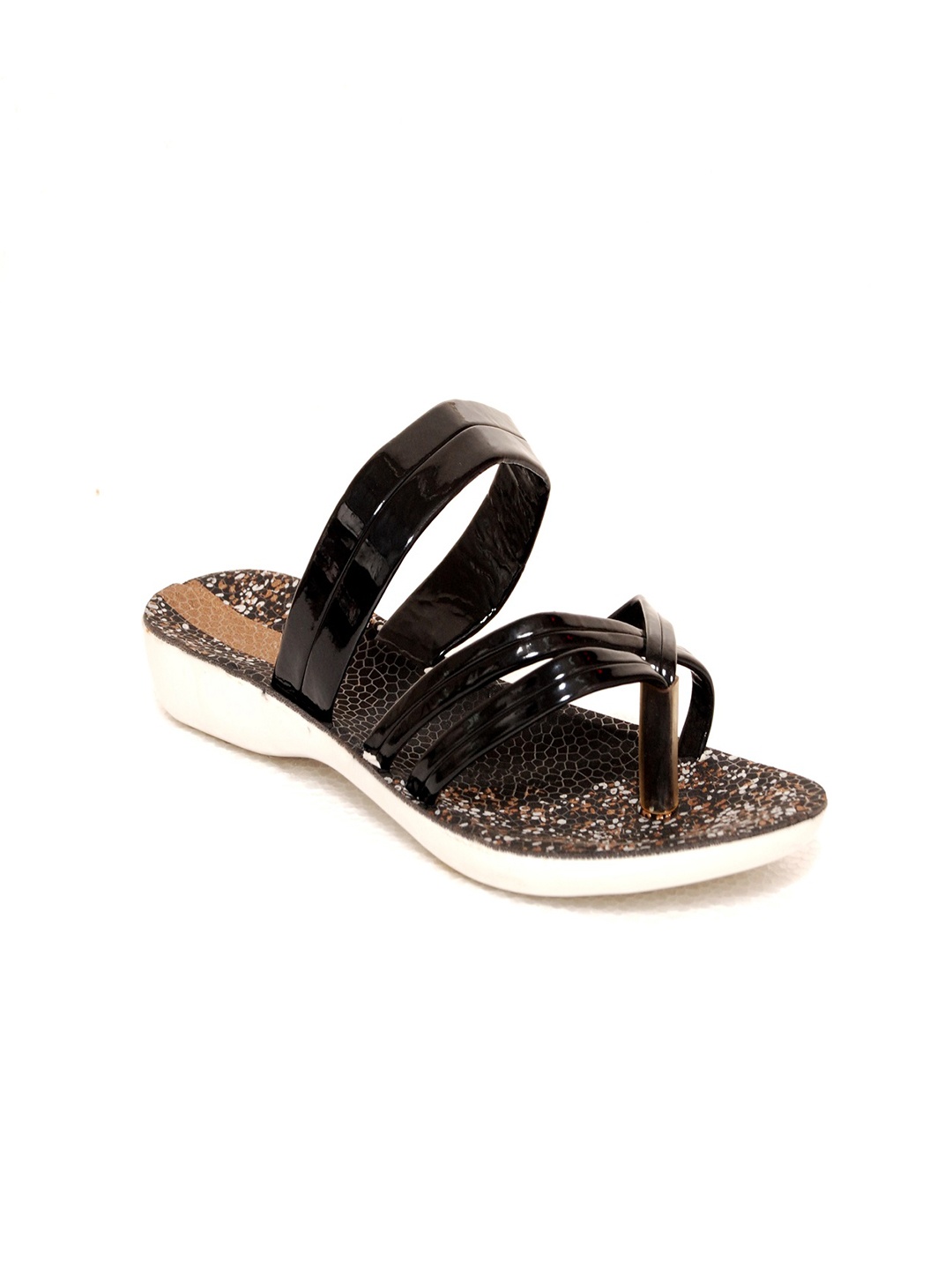 

Glitzy Galz Strappy One Toe Flats, Black