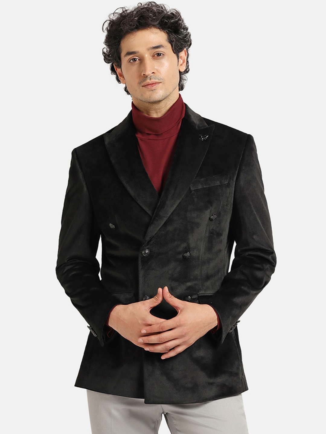 

Blackberrys Slim-Fit Double-Breasted Blazer, Black