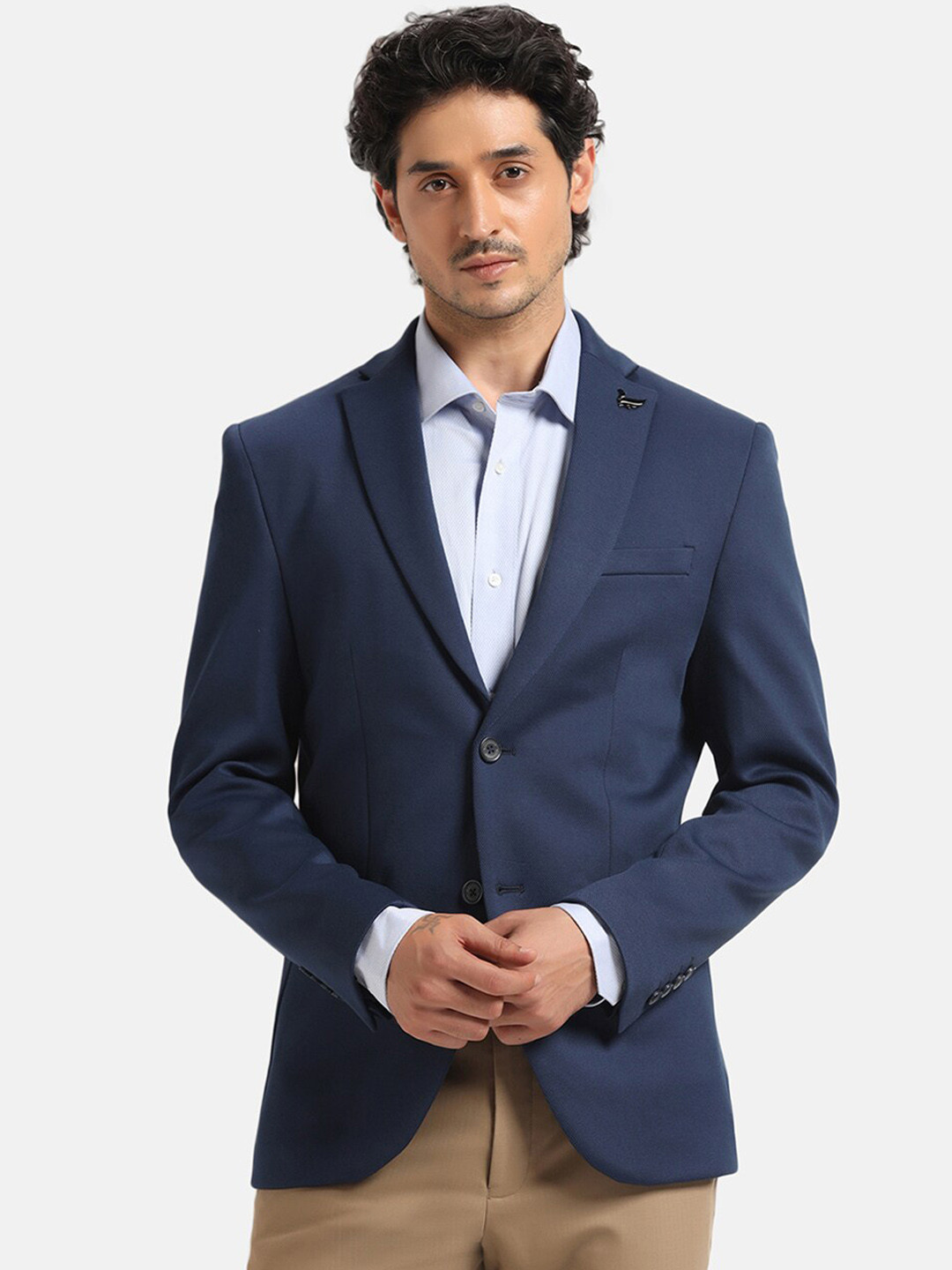 

Blackberrys Notched Lapel Collar Single Breasted Slim-Fit Formal Blazer, Navy blue