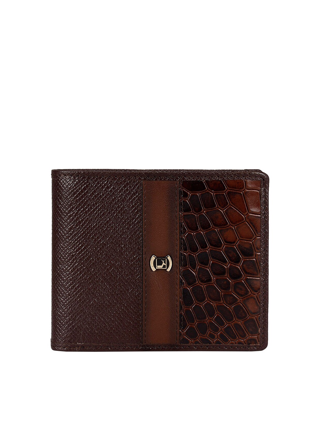 

Da Milano Men Textured Leather Two Fold Wallet, Brown