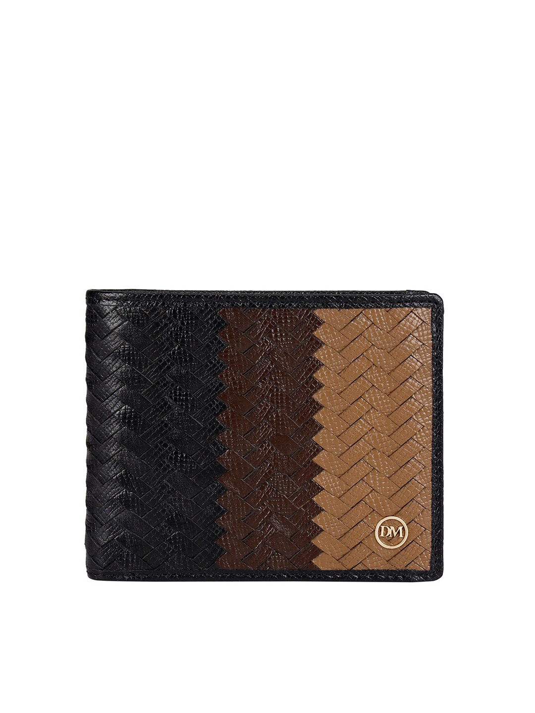 

Da Milano Men Textured Leather Two Fold Wallet, Black