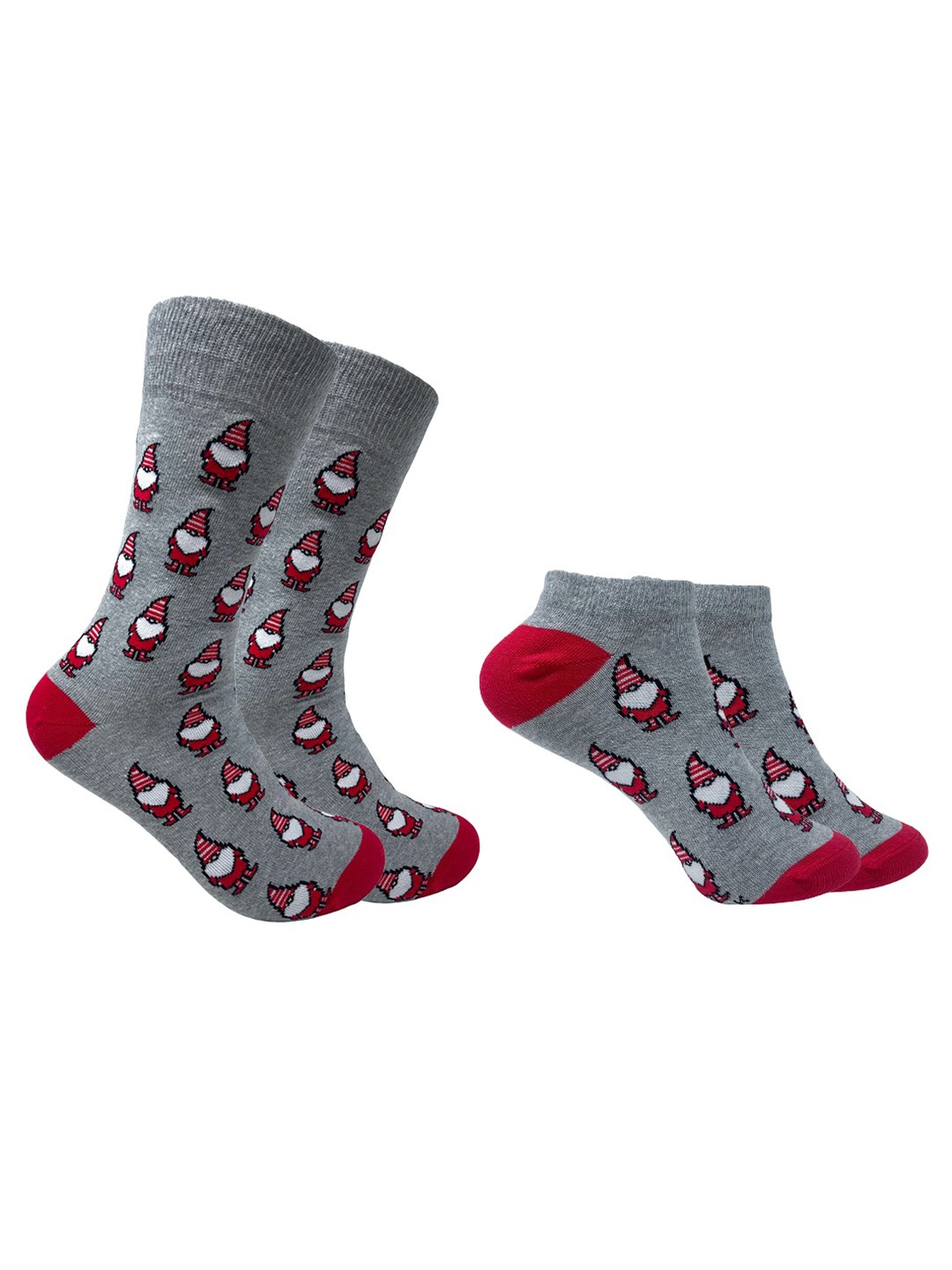 

Mint & Oak Men Pack of 2 Groovy Snowman Patterned Calf Length & Ankle Length Socks, Grey