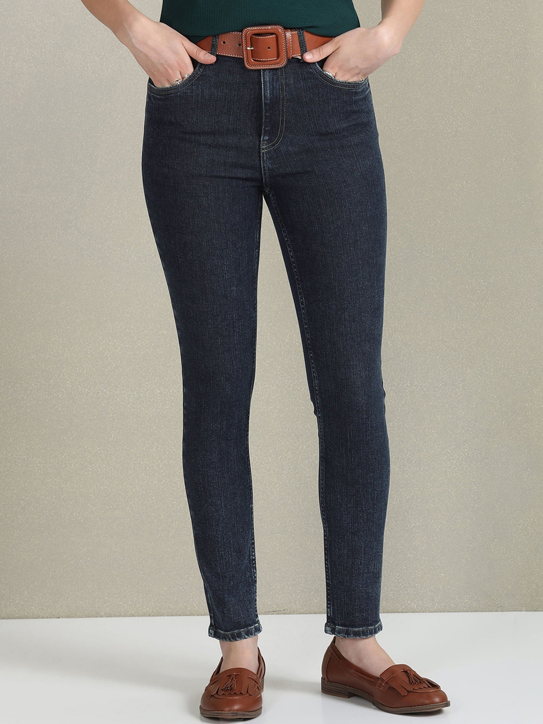 

U.S. Polo Assn. Women Women Skinny Fit High-Rise Light Fade Stretchable Jeans, Blue