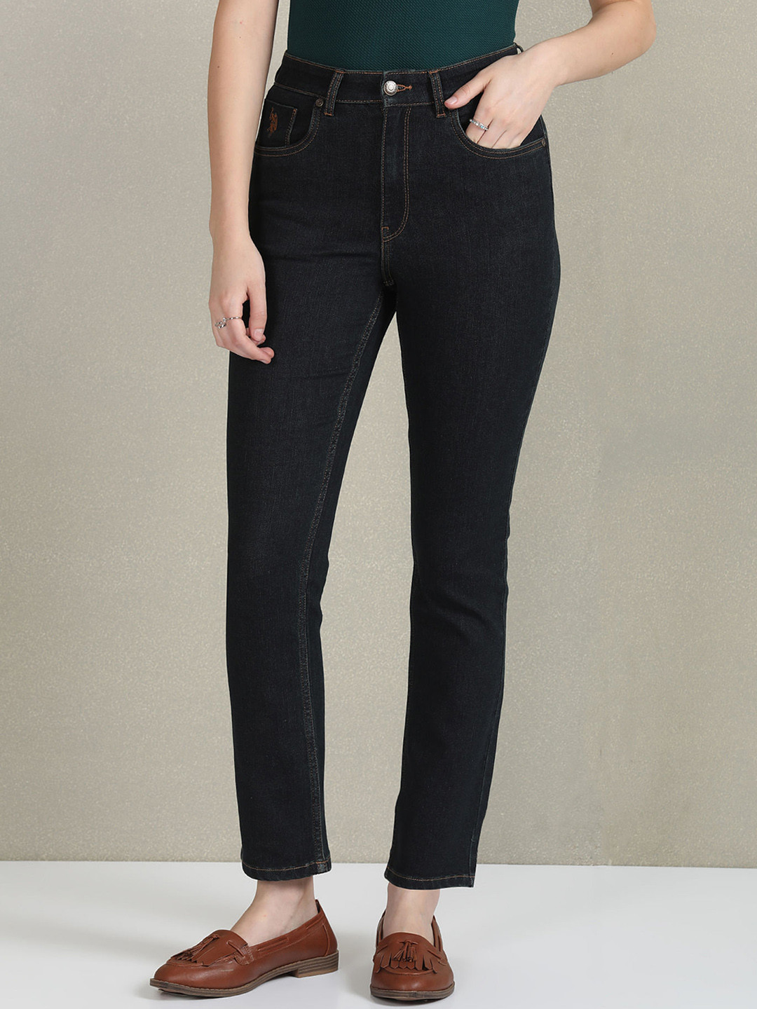 

U.S. Polo Assn. Women Slim Fit Stretchable Jeans, Blue