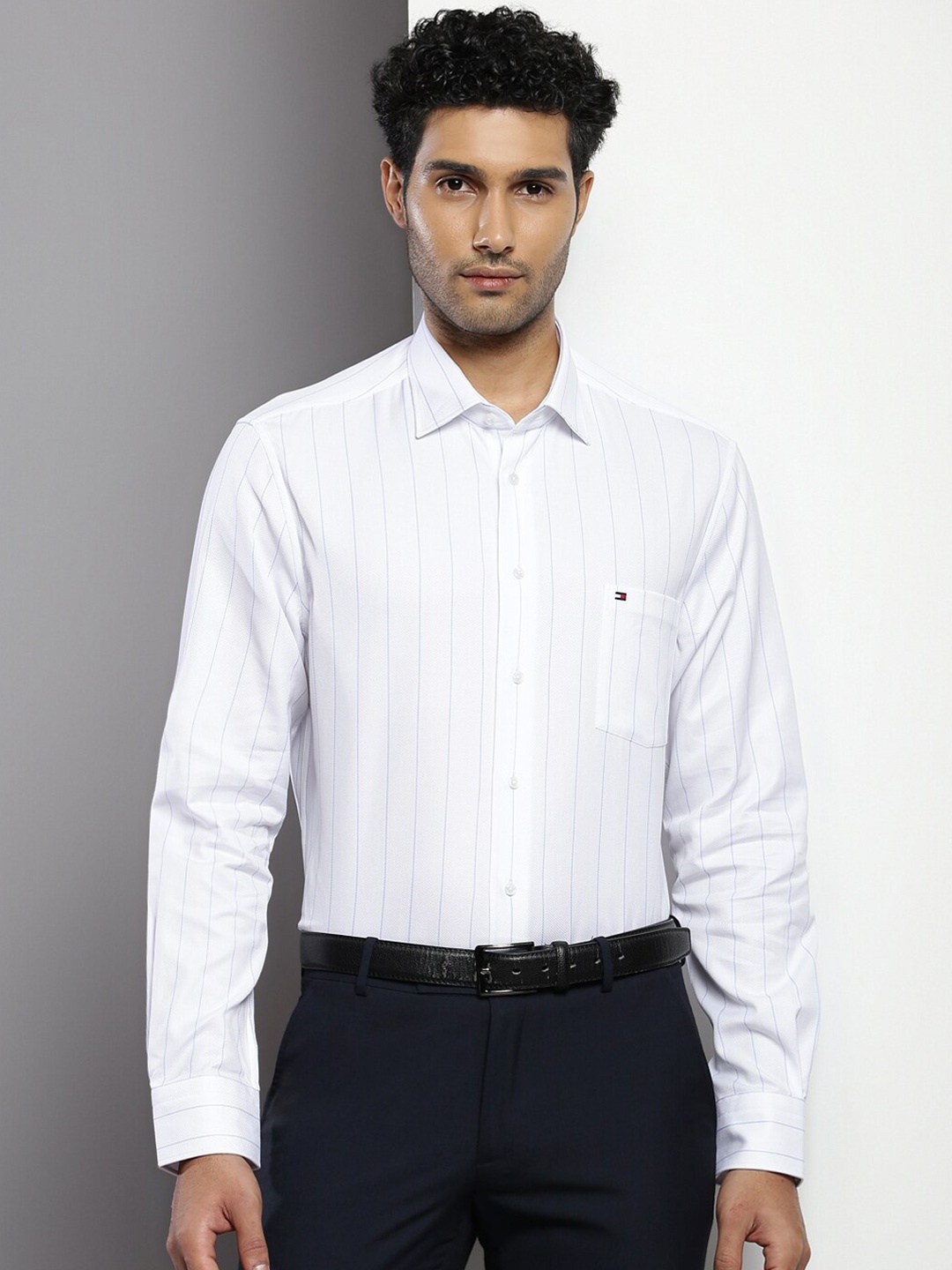 

Tommy Hilfiger Striped Long Sleeves Pure Cotton Formal Shirt, White