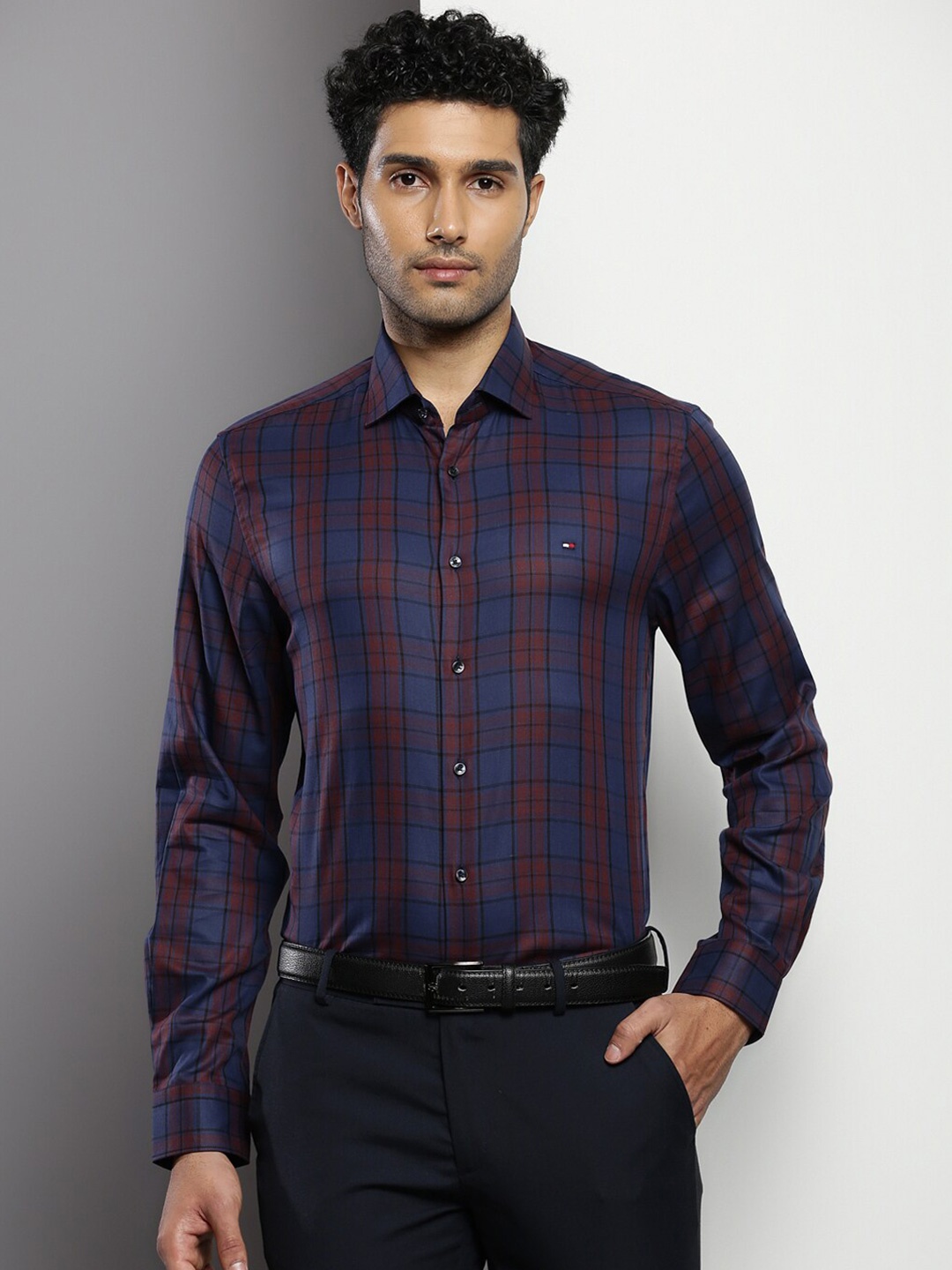 

Tommy Hilfiger Slim Fit Checked Twill Formal Shirt, Blue