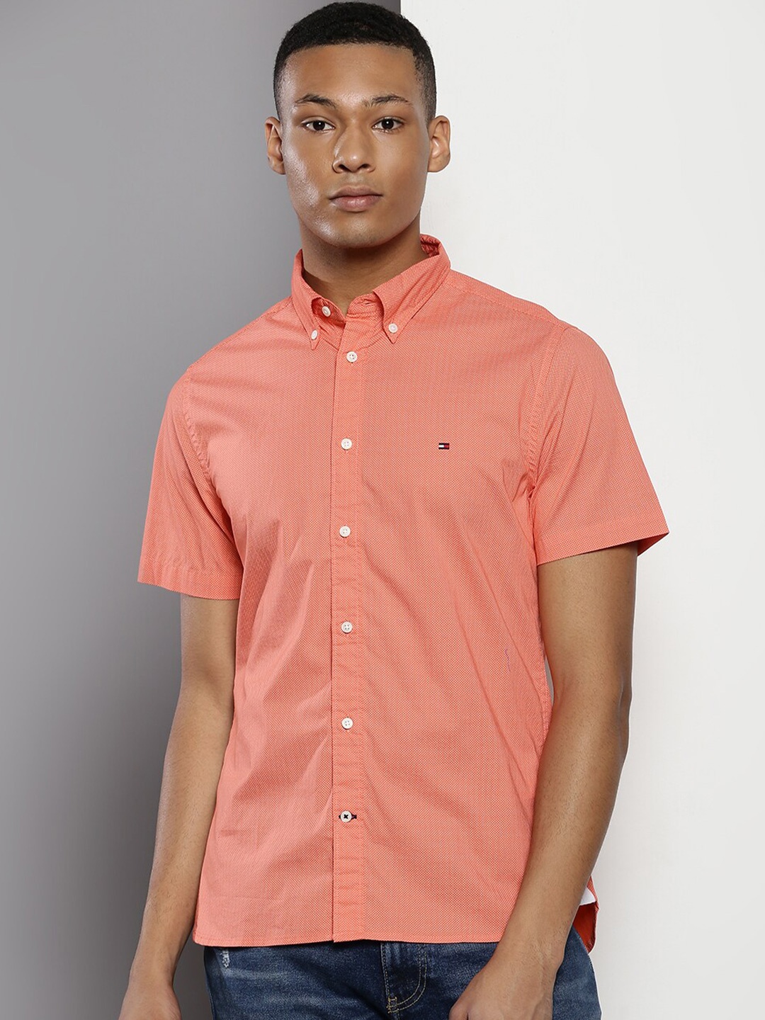 

Tommy Hilfiger Slim Fit Button-Down Collar Casual Shirt, Pink